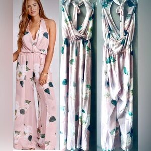SHOW ME YOUR MUMU Delano Floral Baby Pink Southern Magnolia Jumpsuit Sz.L~NWT